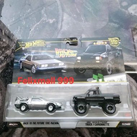 Hot Wheels Premium Back to the Future 2 Pack DeLorean Toyota Pickup Truck Set MOC Loose DeLorean BTT
