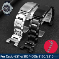 Stainless steel watch band men's watch accessories for Casio GST-210D B100 S100 W300 400G sports steel strap