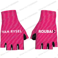 2024 Pink Team Van Rysel Roubaix Lille Métropole Cycling Gloves Men Bicycle Gel Half Finger Glove Road Bike Jersey Fitness Gym