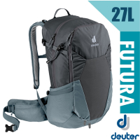 Deuter Futura 27L 輕量網架式透氣背包(附原廠防水背包套)_黑/水藍