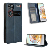 Pertain to ZTE Nubia Z60 Ultra luxury magnetic retro wallet skin PU leather case for Nubia Z60 Ultra NX721J Magnetic phone case