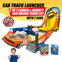 Launch & Gravity Racing Track Set with Loop β 2-in-1 Train and Car Playset + Die-Cast Cars