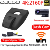 ZJCGO 4K DVR Dash Cam Wifi Front Rear Camera 24h Monitor For Toyota Alphard Vellfire AH30 2016~2023