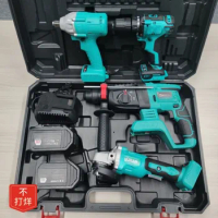 15 Batteries Brushless Rechargeable Electric Hammer Impact Drill Lithium Battery Industrial Multifunctional Suit