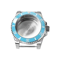 40mm Sub Gmt Style Turquoise Ice Blue Ceramic Bezel Insert Sapphire Glass Steel Case For Skx007 Nh35 Nh36 Movement Watch Parts