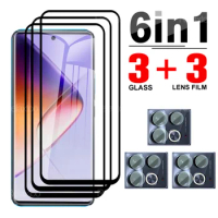 6-in-1 Full Cover Black Edge Tempered Glass For Infinix Note 40 4G Camera Lens Protective Film For Infinix Note40 note40 infinix