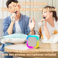 K12 Portable Bluetooth Speaker Karaoke Wireless Microphone RGB Colorful Lights HIFI Outdoor Surround Subwoofer Party Kids Gift