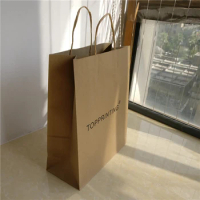 Wholesale 500Pcs/Lot Custom Size Luxury Kraft Paper Storage Bag for Takeaway food Coffee Shop Gift Clothes Shoes Store Retails