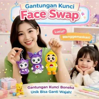 Gantungan Kunci Face Swap Changing Keychain Tas Motor Mobil Mainan Anak Boneka Berubah Ekspresi Waja