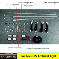 LED ambient light dashboard trim strip light For Lexus IS 2013-2017 door outline light footwell lamp Inter car ambient light