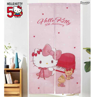 小禮堂 Hello Kitty 棉質長門簾 85x150cm (粉紫鋼琴款)