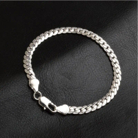 StylishScape Silver Plated Fashion Snake Chain 5 mm Width Bangle Jewelry Trendy Men Bracelets
