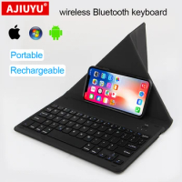 AJIUYU Universal Rechargeable Wireless Bluetooth 3.0 Keyboard For Apple iPhone 11 12 13 14 Pro Max Mini XR Xs 7 8 Plus SE Phone