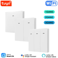 Tuya Wifi Smart Switch 1/2/3 gang Wireless Wall Push Button Switch Smart Home Smart Life Remote Control