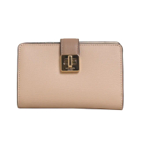 【KATE SPADE】PHOEBE金標LOGO精細粒面皮革轉扣式中夾皮夾(氣質奶粉)