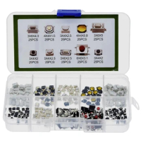 250PCS/Box 10 Types Tactile Push Button Switch Car Remote Control Keys Button Touch Microswitch Kit Auto Accessory
