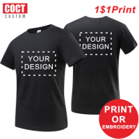 Cotton T Shirt Men Customized Text Diy Logo Your Own Design Photo Print Apparel Advertising T-shirt COCT 2022