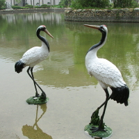 仿真仙鶴擺件戶外水池裝飾品丹頂鶴模型園林景觀造景大型動物雕塑