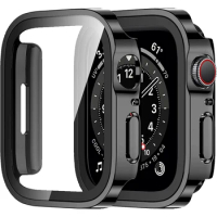 Case+Glass for Apple Watch 45mm 41mm 44mm 40mm Screen Protector Waterproof Cover Bumper IWatch Series 4 5 SE 6 7 8 9 Accessories