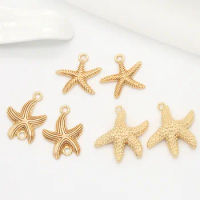 4PCS 20x25MM 28x28MM 24K Gold Color Plated Brass Starfish Charms Pendants High Quality Diy Jewelry Accessories