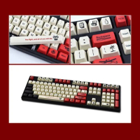 Mechanical Keyboard Keycaps 108 Keys Pirates Theme Black White Red Color PBT Dye Sublimation OEM PC Game GK61 Anne Pro 2
