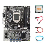 B75 ETH Mining Motherboard 8XPCIE to USB+CPU+SATA3.0 Serial Port Cable+SATA Cable+Switch Cable LGA1155 Miner Motherboard