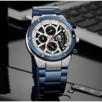 Jam Tangan Pria EVANS JAYDEN 9562 Stainless Chrono Kaca Sapphire