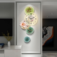 九鯉圖掛鐘客廳鐘錶新款現代簡約時鐘壁燈餐廳裝飾畫掛墻 全館免運