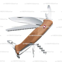Swiss Army Knife New Knight-55 Walnut Wooden Handle 130mm Stainless Steel 0.9561.63 Fruit a Folding Knife