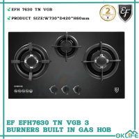 [OKLIFE. SG]EF EFH 7630 TN VGB  Tempered Glass 3 Burner Cook Hob Gas Stove  73cm