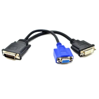 DMS59 Splitter Cable - 8in - DMS-59 to 1 x DVI 24+5 /1 x VGA - Y Cable - DMS 59 to VGA - Monitor Splitter Cable - DMS 59 Cable