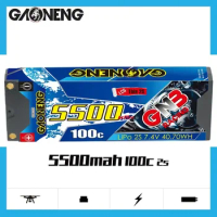 GAONENG GNB 5500mAh 2S1P 7.4V 100C Low Profile Hardcase LCG Thin 2S Lipo Battery With 5.0mm XT60 Plug For 1:10 RC Race Car Boat