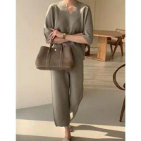 QULENDA - Baju One Set Lula Knit Set Batwing Top & Pant