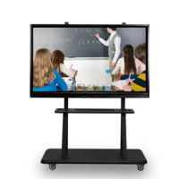 55 65 75 inch 6 in 1 LED 4k wifi television TV function Interactive touch screen electronic teaching whiteboard with PC built in