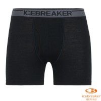 【Icebreaker】男款 Anatomica 美麗諾羊毛超薄款四角開口內褲.彈性衛生褲(IB103030 黑)