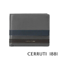 【Cerruti 1881】限量2折 義大利頂級小牛皮4卡零錢袋皮夾 全新專櫃展示品(灰色 CEPU05693M)