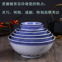 青花瓷中式復古家用商用湯碗面碗吃飯碗小碗景德鎮釉下彩創意餐具