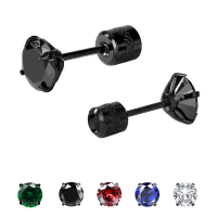 Titanium Screw Back Surgical Stainless Steel Stud Earrings For Women MenHypoallergenic Cubic Zirconi