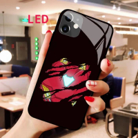 Luminous Tempered Glass phone case For Apple iphone 12 11 Pro Max XS mini Acoustic Control Protect LED Backlight Cool cover
