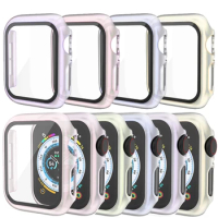 Colorful PC Watch Case For Apple Watch 45mm 44mm 42mm 41mm 40mm 38mm Tempered Glass Cover For iWatch 9 8 7 6 5 4 3 2 1 SE Shell