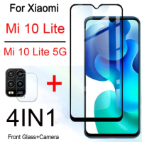 4-in-1 Camera + Tempered Glass For Xiaomi Mi 10 Lite 5G Protective Glass Screen Protector Glass On Xiaomi Mi 10 Lite Lens Film