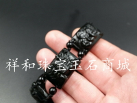 天然玉石a貨新疆和田玉墨玉五毒手鏈可調節墨玉手鏈玉石手串