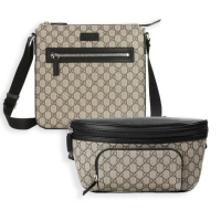 【GUCCI 古馳】779843/779846經典GG LOGO帆布斜肩包/胸背包 大款(款式任選)