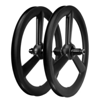 BMX Carbon Tri Spoke Wheels Road Rim Brake Wheelset 16Inch Bike Wheel Set 349mm