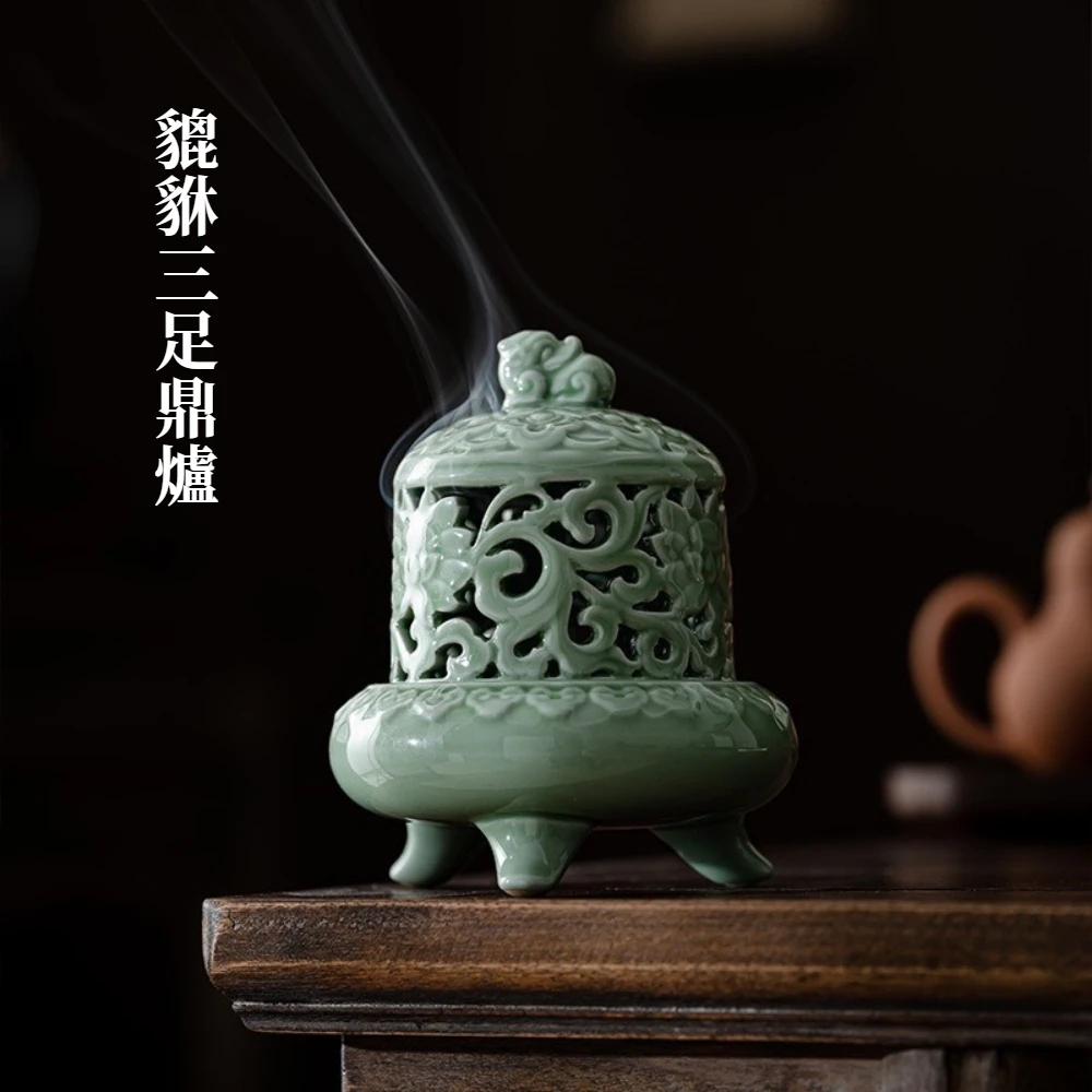 送料無料 純銅 四方鼎 香炉 銅器 旧式瑞獣三足鼎 至尊天子 龍頭