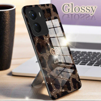 เคสโทรศัพท์, สำหรับ vivo Y16, Y35, Y56, iQOO Z7i, ลายเสือดาวนำโชค, มีสไตล์, กันกระแทก, เคสกระจกมันวา