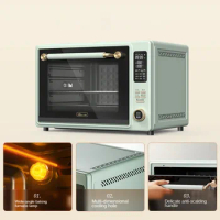 Household Electric Oven 40L Independent Temperature Controlled Enamel Liner Hot Air Circulation Rotary Baking Fork 220V