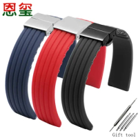 Waterproof silicone rubber strap suitable for Tissot Universal Watch accessories 16, 18, 20, 22, 24mm black, red, and blue men's