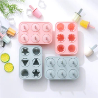 Silicone Mold Ice Cream Mold 6 Hole Popsicle Mould Ice Cube Tray Reusable DIY Homemade Ice Cream Maker Tools Kitchen Accessories
