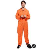FCMen’s Prisoner Costume Halloween Jailbird Inmate Jumpsuit